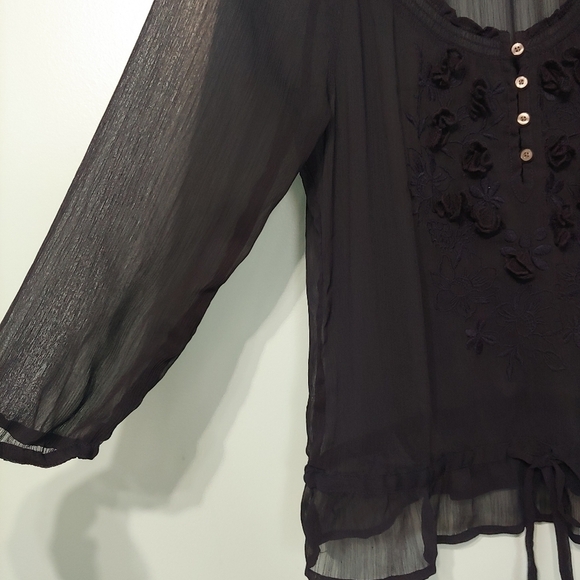 Hollister Sheer Navy Blouse Size Small - Picture 5 of 10